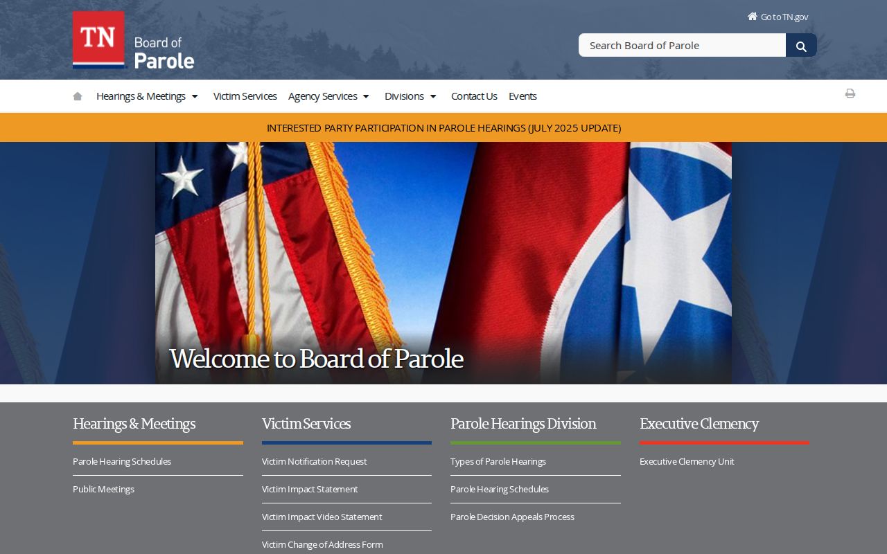 Robertson County parole record source at the Tennessee Board of Parole